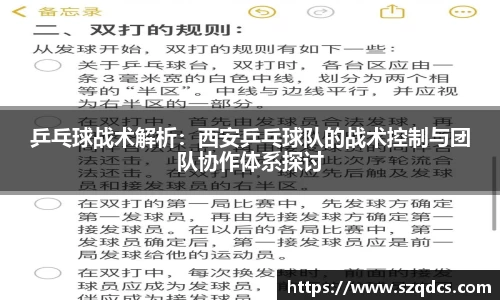 乒乓球战术解析：西安乒乓球队的战术控制与团队协作体系探讨
